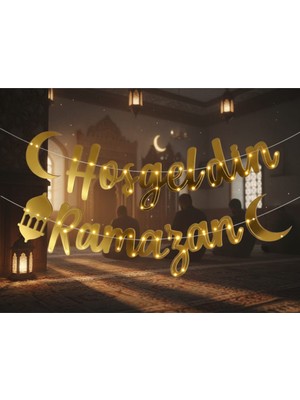Hoşgeldin Ramazan LED Işıklı Kaliğrafi