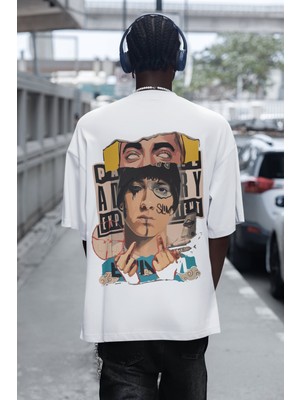 Sevbano Tasarım Eminem Sırt Baskılı Unisex Oversize Rapper Şarkıcı Tişört