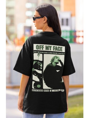 Sevbano Justin Bieber Off My Face Sırt Baskılı Unisex Oversize Şarkıcı Tişört