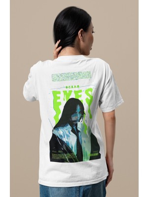 Sevbano Tasarım Billie Eilish Ocean Eyes Sırt Baskılı Unisex Oversize Şarkıcı Tişört