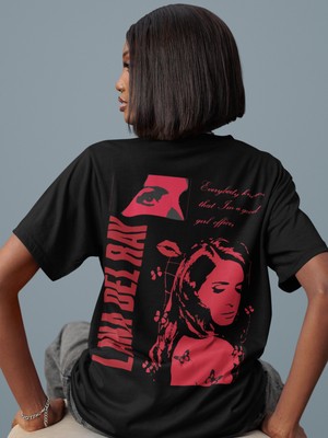 Sevbano Tasarım Lana Del Ray Sırt Baskılı Unisex Oversize Şarkıcı Tişört
