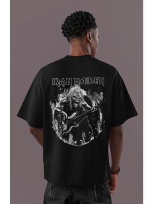 Sevbano Iron Maiden Rock Metal Sırt Baskılı Unisex Oversize Müzik Grubu Tişört