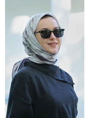 Lacivert Gri Loryan Scarf Diamond Elisa Eşarp