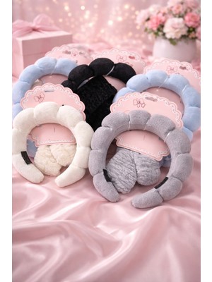 Glowa Peluş Yumuşak Saç Bandı – Makyaj & Cilt Bakım Bandanası