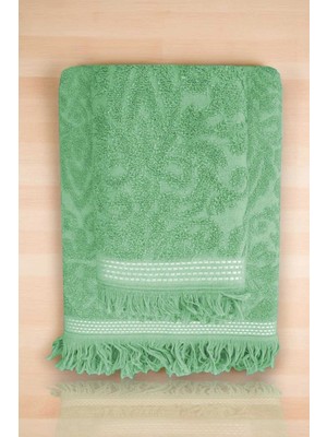 Mira Home 2 Parça Jakarlı Banyo Havlu Takımı %100 Pamuklu 90X150 cm Arden Yeşil