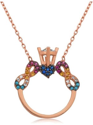 cleovibe Gümüş Tek Taş Sonsuz Aşk Bayan Kolye