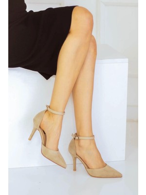 La Limar Ten Süet Stiletto Sivri Burun Kadın Topuklu Ayakkabı 2180