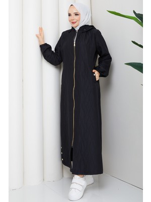 Pamuk Butik Kadın Soğan Desenli Tünel Geçişli Tam Boy Kapitone Mont -PMK506