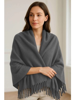 Mira Home Softiva Polar Omuz Şalı 70X180 cm Unisex Kışlık Şal Antrasit Gri