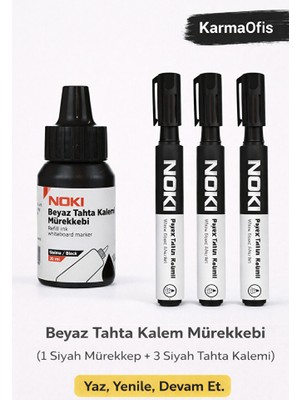 Siyah Tahta Kalemi + Mürekkep Seti (1 Mürekkep + 3 Kalem)