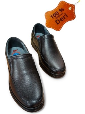 Magic Shoes Erkek Iç ve Dışı Hakiki Deri Ultra Rahat Ortopedik Tabanlı Mevsimlik Siyah Günlük Baba Ayakkabısı