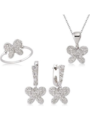 cleovibe Gümüş Kelebek Bayan Set