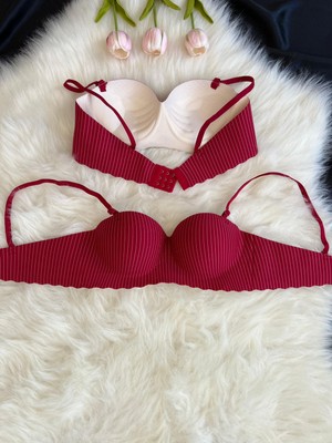 Tueyzen Çizgili Destekli Lazer Kesim Sütyen