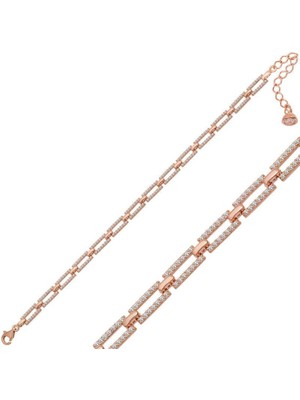 cleovibe Gümüş Rose Kare Taşlı Kadın Bileklik