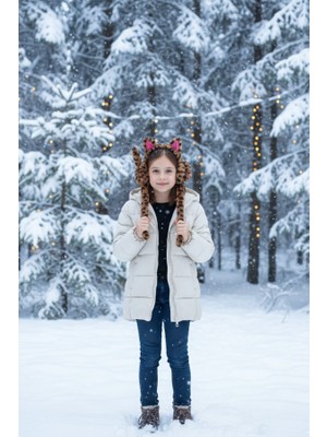 Karışık Renk Kulak Figürlü Leopar Desenli Kulakları Oynayan Peluş Kulaklık