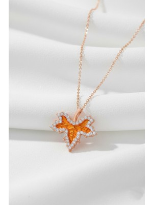 Çekirdek Jewelry 925 Ayar Gümüş Yaprak Tasarım Kolye