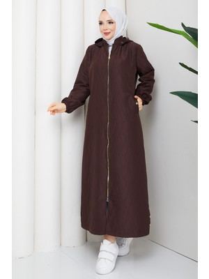 Pamuk Butik Kadın Soğan Desenli Tünel Geçişli Tam Boy Kapitone Mont -PMK506