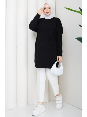 Pamuk Butik Kadın Yürütme Örgü Baklava Desenli Triko Tunik -PMK503