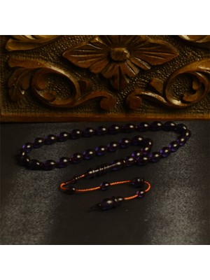 Burhan Sağlam Arpa Kesim 8X11 mm Ateş Kehribar Sistem Püsküllü Tesbih