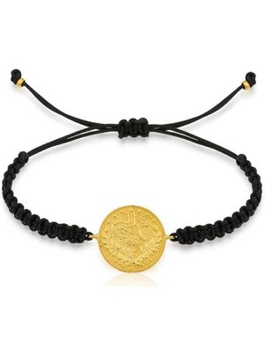 cleovibe Gümüş Reşat Detaylı Makrome Ipli Bileklik