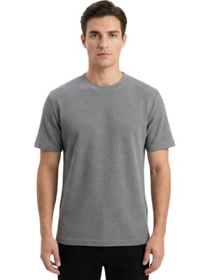 Trender O Yaka Amerikan Pike Erkek T-Shirt 2387 Açık Gri