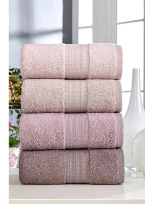 Mira Home 4 Lü El Yüz Havlu Seti %100 Pamuklu Gökkuşağı 50X85 cm  Pudra