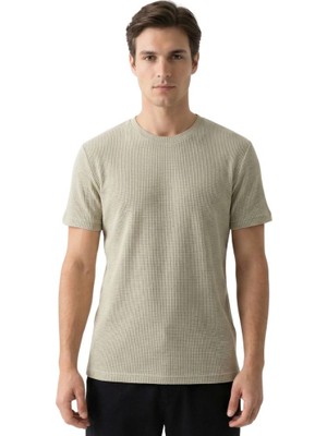 Trender Waffle O Yaka Erkek T-Shirt 2709 Taş