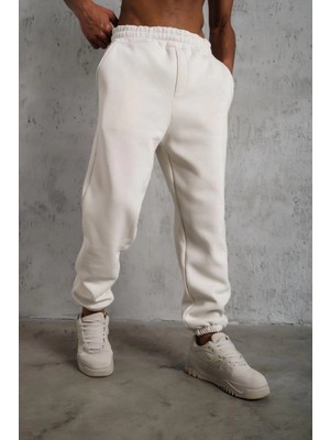 Velmora Fashion Erkek Üç Iplik Alt Eşofman Lastikli - Beyaz