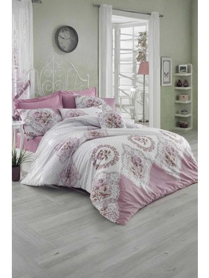 Mira Home Çift Kişilik Ranforce Nevresim Takımı %100 Pamuklu Şimal Pembe