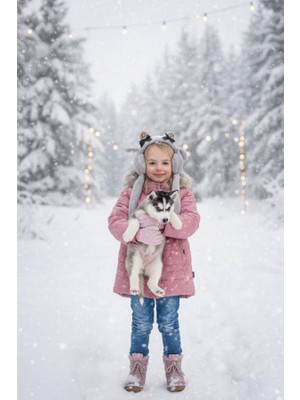 Gri Renk Kurdele Figürlü Kulakları Oynayan Peluş Kulaklık