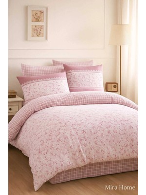 Mira Home Çift Kişilik Pamuklu Nevresim Takımı Romantic Pink Çiçekli