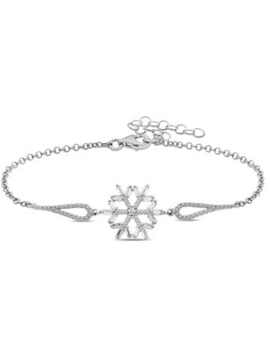 cleovibe ​gümüş Baget Taşlı Kar Tanesi Bileklik