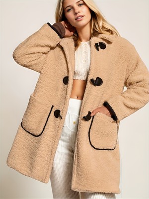 Hiramir Peluş Rahat Kalıp Mont Beyaz KS2506