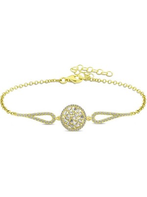 cleovibe Gümüş Gold Baget Taşlı Bileklik