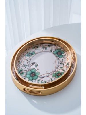 Acar Lüx Poliüretan 2 Li Oval Aynalı Tepsi