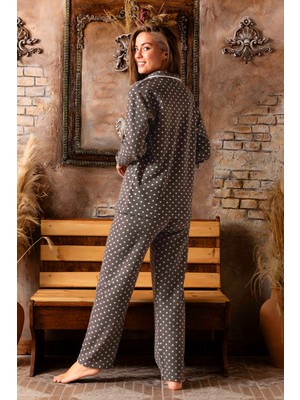 Morvarid Kadın Kışlık Welsoft Peluş Polar  Düğmeli Pijama Takımı