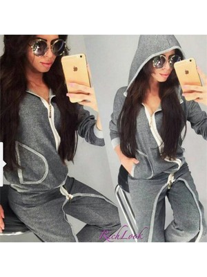 Pink and pink Gri Eşofman Takımı