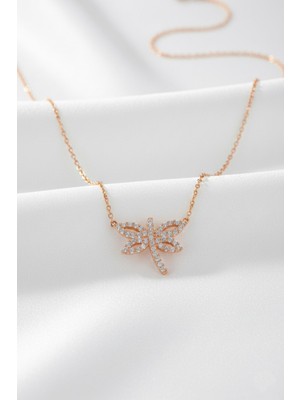 Çekirdek Jewelry 925 Ayar Gümüş Zirkon Taşlı Kelebek Kolye