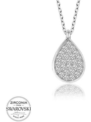 cleovibe Swarovski Taşlı Gümüş Damla Bayan Kolye