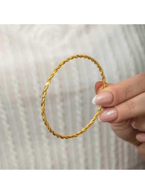 cleovibe Gümüş Gold Ikili Burgu Kadın Bilezik