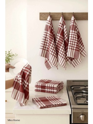 Mira Home 10 Lu Lüks Bulaşık Kurulama Bezi ve Mutfak Peçetesi 50X70 cm Daily Bordo