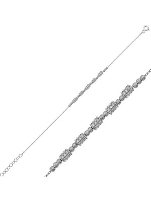 cleovibe Gümüş Beyaz Dorissa Bayan Bileklik