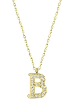 cleovibe Gümüş Gold B Harfi Kadın Kolye