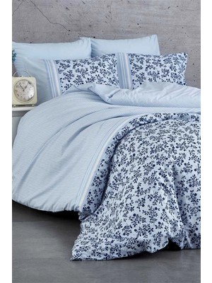 Mira Home Çift Kişilik Nevresim Takımı Pamuklu Mavi Düş Çiçekleri