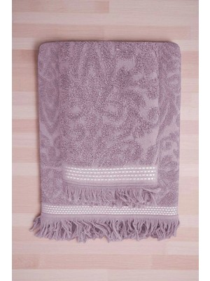 Mira Home 2 Parça Jakarlı Banyo Havlu Takımı %100 Pamuklu 90X150 cm Arden Mor