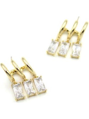 Royaleks Baget Taşlı Küpe - Altın