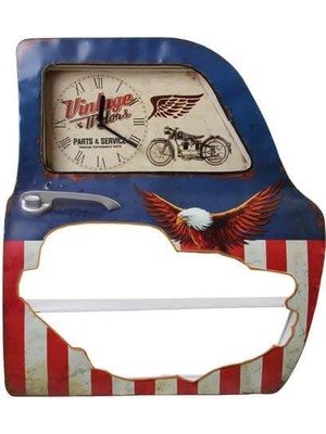 Turtcest Dekoratif Usa Temalı Mavi Araba Kapısı Araba Kapısı Duvar Rafı