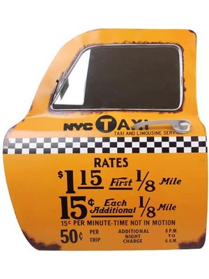 Turtcest Dekoratif Newyork Taxi Temalı Sarı Araba Kapısı Ayna