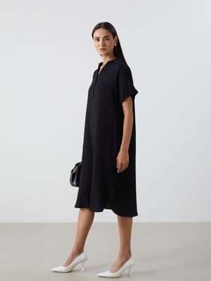 Lc Waikiki Yeni Sezon Gömlek Yaka Oversize Müslin Elbise
