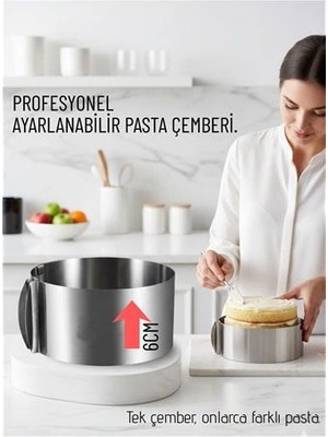 Belle Fusion Bfs Ayarlanabilir Pasta Çemberi Paslanmaz Çelik Kek Kalıbı 16-30 cm - Pasta Kalıbı